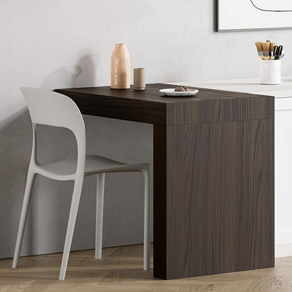 Mobili Fiver, Evolution Dining Table with One Leg 35.4 x 23.6 in, Dark Walnut, for 2 People, Modern Dining Table for Kitchen, Italian Furniture