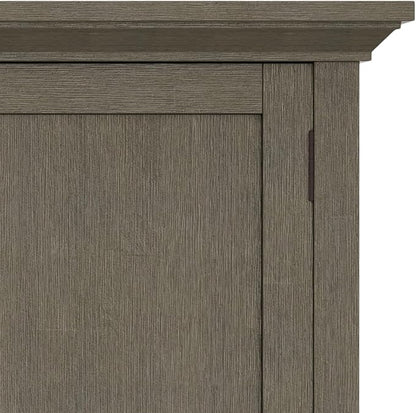 SIMPLIHOME Redmond Storage Cabinet - 39 inch Wide Solid Wood Medium Storage Cabinet in Farmhouse Grey, Transitional Accent Cabinet for Entryway or Living Room with 4 Drawers and Cabinet Storage