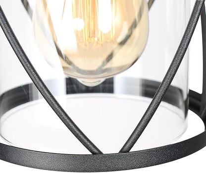 LALUZ Outdoor Hanging Light Fixture, Matte Black Exterior Pendant Light, Anti-Rust Outdoor Ceiling Hanging Light with Clear Glass, Farmhouse 1-Light Outdoor Chandelier for Gazebo, Patio, Porch, 6.5”W