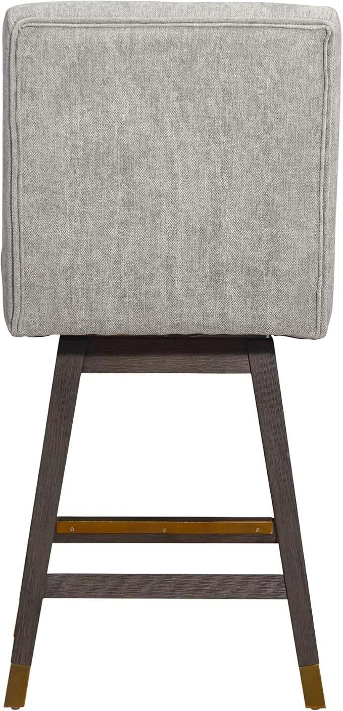 Armen Living Stancoste Modern Farmhouse 26" Seat Height Swivel Bar Stool for Kitchen Island Counter in Gray Oak Wood with Mocha Fabric