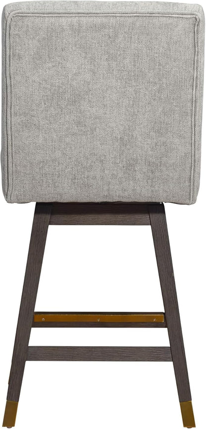 Armen Living Stancoste Modern Farmhouse 26" Seat Height Swivel Bar Stool for Kitchen Island Counter in Gray Oak Wood with Mocha Fabric
