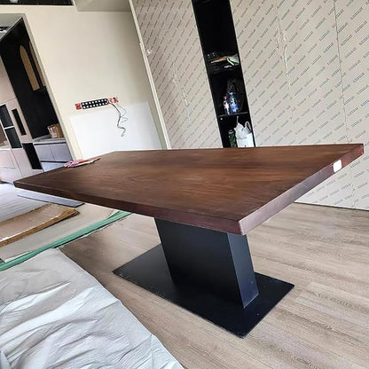 Modern Solid Wood Dining Table,Rectangle Kitchen Island Dining Table Minimalist Kitchen Table with Pedestal Base for for 2,4,6,8(63" L x 27.5" W x 29.5" H, Walnut)