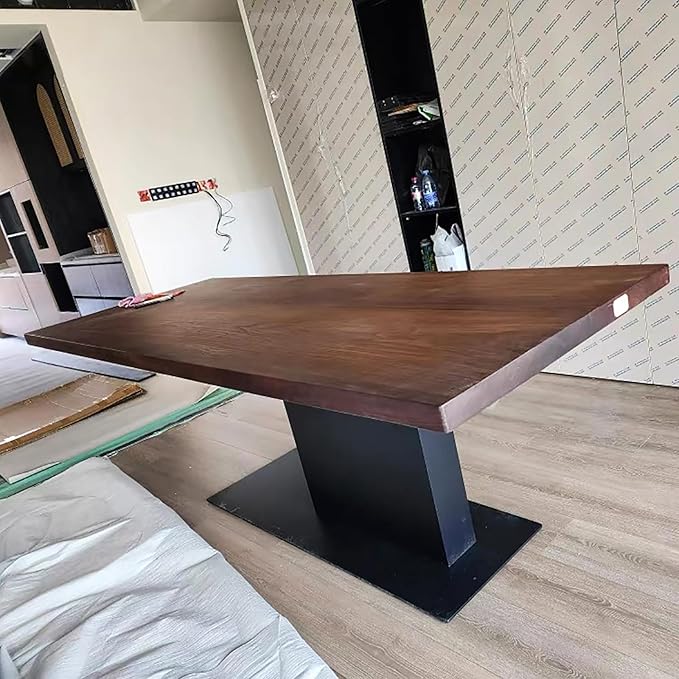 Modern Solid Wood Dining Table, 4, Rectangle Kitchen Island Dining Table Minimalist Kitchen Table with Pedestal Base for for 2, 6
