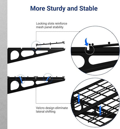 FLEXIMOUNTS 4-Pack 2x4ft 24-inch-by-48-inch Wall Shelf Garage Storage Rack Wall Mounted Floating Shelves, Total 1200lbs Capacity, Black, Classic Series