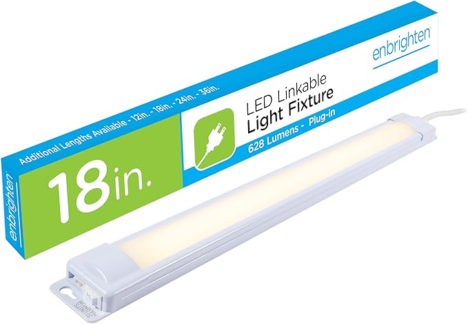 Enbrighten Premium Linkable Under Cabinet Fixture, 18in, LED, Linkable, 628 Lumens, 3000K Warm White, 38846-T1