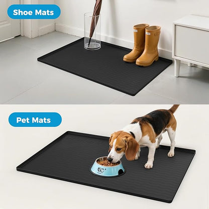 URMONA 22'' x 22'' Waterproof Silicone Under Sink Mat Cabinet and Counter Protector, Shelf Liner for Kitchen and Bathroom, Storage and Organizers, Litter Mat, Pet Cat Puppy Essentials(Khaki)