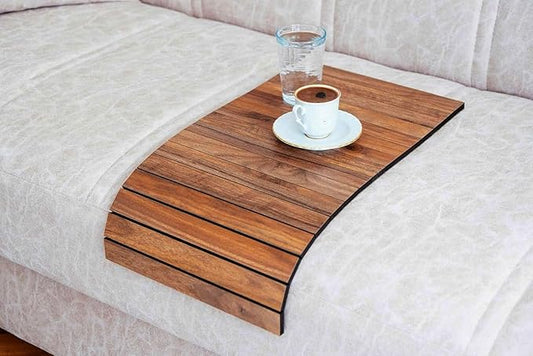 Food Grade Flexible and Foldable Wooden Sofa Armrest Tray - Convenient Dining and Snack Holder for Sofa or Armchair Dining Table Mat |Suitable for Food/Drinks/Snacks/Cup Coaster