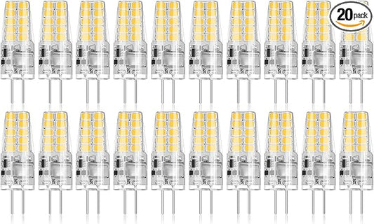 BUBO 20 Pack G4 LED Bulb 2W Equivalent 30W 3000K Warm White 250 Lumens 360°Beam Angle, T3 Halogen Bulb Replacement Landscape Bulbs, AC/DC 12V Led Lights G4 Bi-Pin Base for Outdoor Landscape Lighting