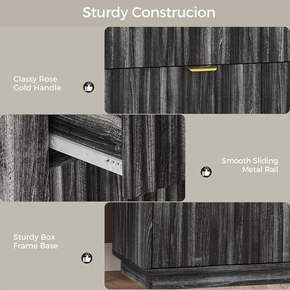 COMHOMA Sideboard Buffet Cabinet with Storage, Modern Wood Versatile Coffee Bar Console Table for Living Room Kitchen, Dining Room, Hallway, Black Gray