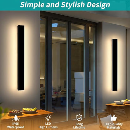 Mikeru 31.4inch Outdoor Wall Light Fixtures, 3000k/4500k/6000k Three Colors Switchable Exterior Wall Sconces Acrylic Invisible Exterior Wall Light for Porch Modern Outdoor Wall Mount Lighting