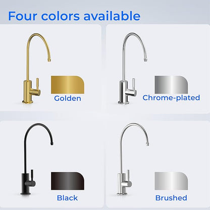 Waterdrop G2FCT-BLK Drinking Water Faucet, Reverse Osmosis Faucet, Water Filter Faucet for Kitchen Bar Sink, Single Handle, Easy to Install, Lead-Free, Stainless Steel, Black