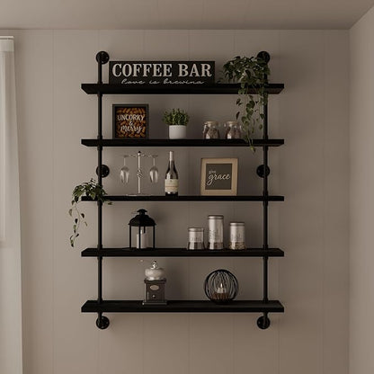 HDDFER Floating Shelves for Wall Living Room Shelves Bookshelf Industrial Pipe Shelving Shelf Real Wood Planks 36 inch Rustic Wall Shelves Hanging Bookshelves Farmhouse Kitchen Bar Shelving