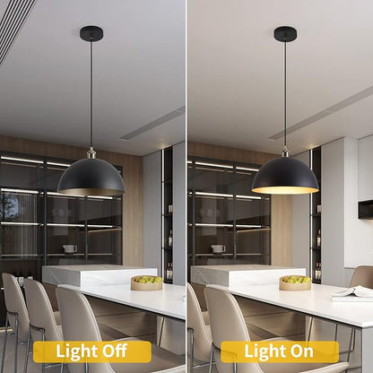 Vintage black and gold Pendant Light 13.7'' Retro Farmhouse Dome Pendant Lamp Modern Industrial Chandelier for Wire length 78.74'' Kitchen Island, Bedroom, Dining Room, Living Room, Hallway
