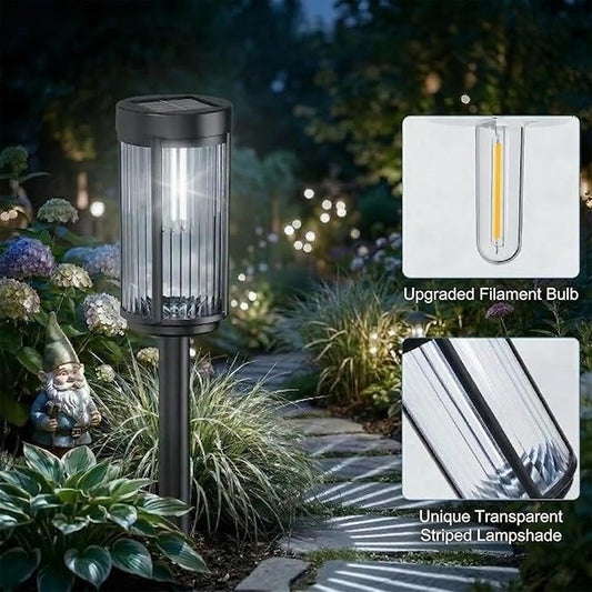 Sparkblaze 2 Pack Solar Garden Lights Outdoor, Decorative Solar Pathway Lights for Yard Auto On/Off Landscape Lighting for Walkway, Lawn, Garden, Waterproof Solar Stake Lights. (2, Cold White)