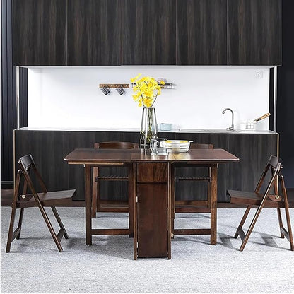 Modern Rectangular Dining Table with Storage, Foldable, White (34.5" D x 51" W x 29.5" H)