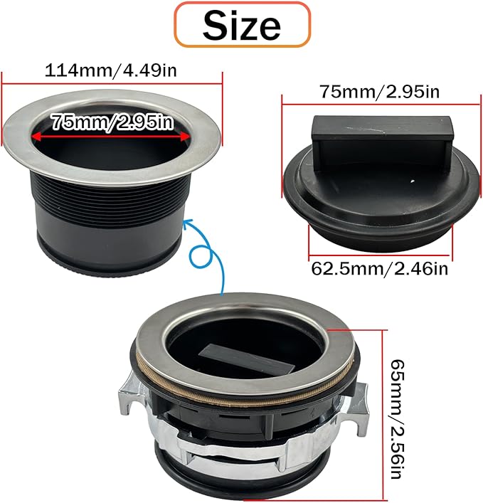 8Pcs/Set Garbage Disposal Sink Flange Kit with Stopper and Splash Guard for Waste King,4.49'' Sink Flange and Drain Lock Nut for Whirlaway,Waste King Garbage Disposal Drain Assembly Kit(114mm)