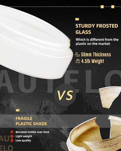AUTELO Close to Ceiling Light Fixture, 14" Frosted Glass Shade Flush Mount Ceiling Light in White Finish E26 Socket for Living Room Hallway Bedroom C3336XS WH