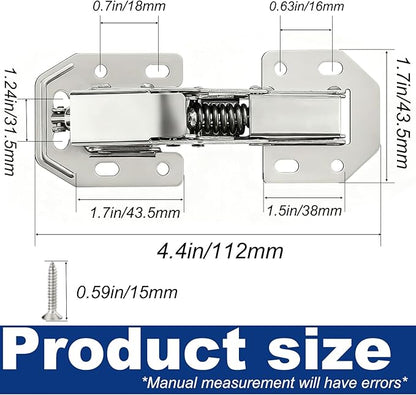 8PCS Soft Close Cabinet Hinge, No Pre-Drilled Cabinet Hinges, Surface Mount Kitchen Cabinet Hinges for Cabinet Doors with Screws