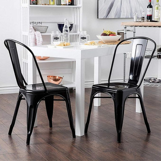 FDW Metal Dining Chairs Set of 2 Patio Chair Indoor Outdoor Chairs Kitchen Metal Chairs Restaurant Chair 18 Inch Seat Height Metal Stackable Chair 330LBS Weight Capacity Tolix Side Bar Chairs