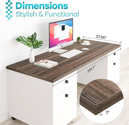 Kaboon 60x28 inches Tabletop, Solid One-Piece Desktop for Sit Stand Desk, Double Desks, L Desk DIY,Wood Countertop Home or Commercial Use,1 inch Thick, Eucalyptus/Rustic Wood, 27.56" D x 59.1" W
