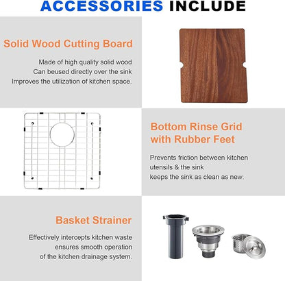 18x18 Inch Drop In Bar Sinks, Stainless Steel Top Mount Single Bowl Kitchen Prep Sink Wet Bar Laundry Outdoor RV Patio Sink with Cutting Board