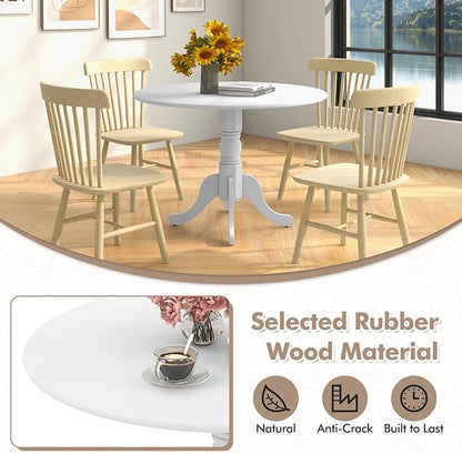 Giantex 39-Inches Round Dining Table for 4, Rubber Wood Kitchen Table for Dinette Dining Room, Living Room, Restaurant, Dinner, 220 Lbs Capacity (White)