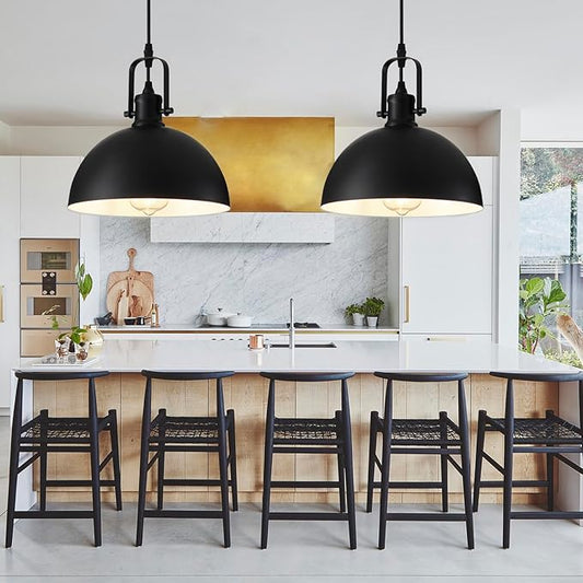 Kitchen Pendant Lighting Over Island, Matte Black Hanging Light Fixture, Pendant Lights for Dining Living Room Hallway