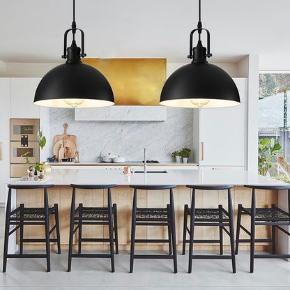 Farmhouse Pendant Lights Kitchen Island 3 Pack, Matte Black Modern Hanging Light Fixtures, Industrial Ceiling Pendant Lighting Over Sink Dining Room