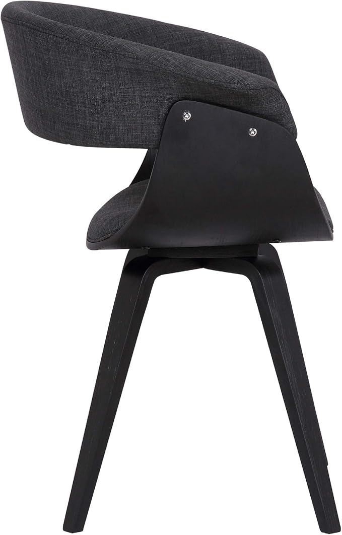 Armen Living Summer Contemporary Dining Chair in Black Brush Wood Finish and Charcoal Fabric - Set of 4