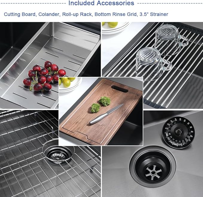 Black Kitchen Sink Drop In Workstation-Hovheir 25x20 Black Stainless Steel Kitchen Sink Drop In Topmount Sinks Workstation 16 Gauge Single Bowl Deep Overmount Sinks with Cutting Board