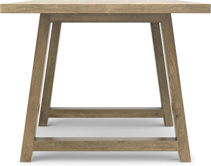 SIMPLIHOME Whitley Dining Table - 72 inch Wide Solid Mango Wood Rectangular Table in Grey Wash, Modern Farmhouse Style for Dining Room or Kitchen with Extra-Thick Trestle Base, Seats 6