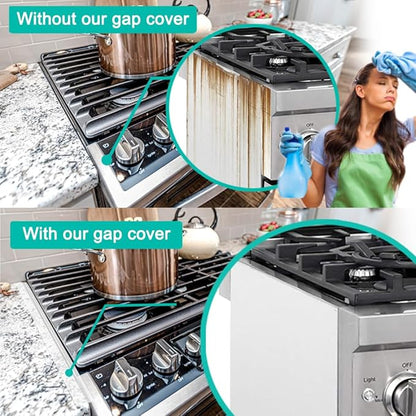 Stove Counter Gap Cover, 2PACK Kitchen Silicone Oven Gap Filler – 21 Inches Countertop Strips Gap Guard, Easy to Clean (Clear)