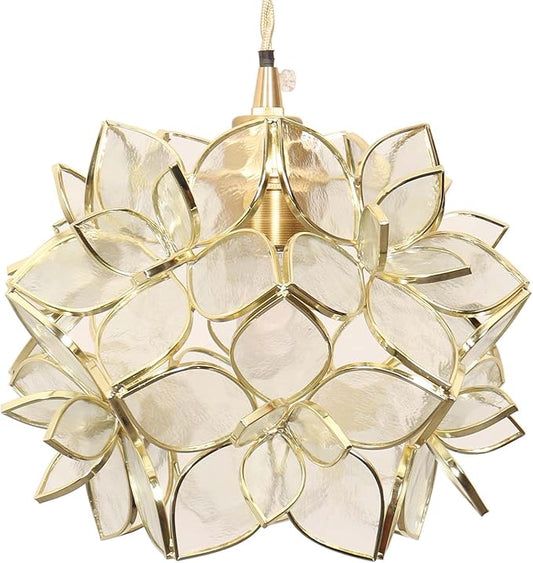 Bieye L10967 Petals Tiffany Style Stained Glass Ceiling Pendant Light with 8-inch Wide Lampshade (Clear, 8" Rose Lily)