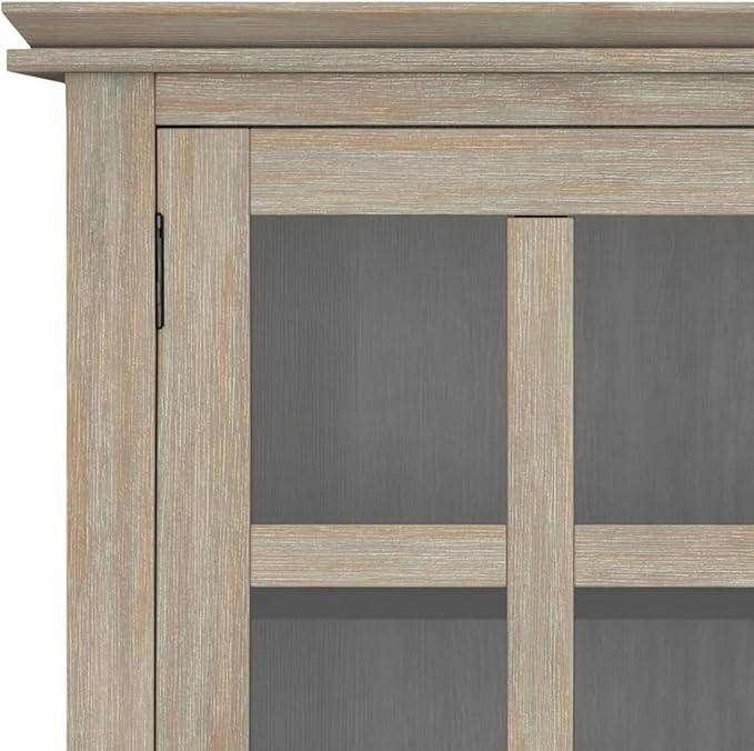 SIMPLIHOME Artisan SOLID WOOD 38 inch Wide Transitional Medium Storage Cabinet in Distressed Grey for the Living Room, Entryway and Family Room
