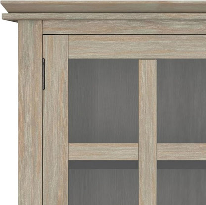SIMPLIHOME Artisan SOLID WOOD 38 inch Wide Transitional Medium Storage Cabinet in Distressed Grey for the Living Room, Entryway and Family Room