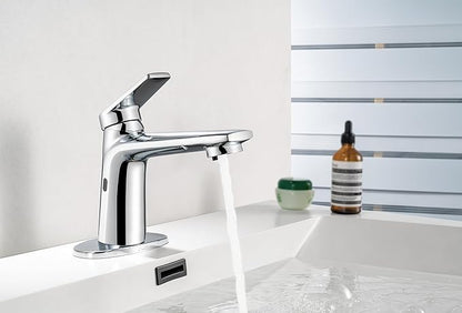 Bathroom Faucet with Built-in Soap Dispenser, Adjustable Hot & Cold Water Temperature, Home Bathroom Faucet (29102 Brushed Nickel)