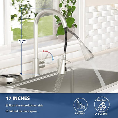 Lordear 28 Inch Drop In Kitchen Sink with Faucet 16 Gauge Stainless Steel Single Bowl 28x22x9 Topmount Kitchen Sink with Glass Rinser Workstation Sinks with Soap Dispenser
