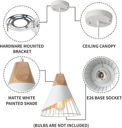 Modern Pendant Lights, 3 Packs 9.4inch Farmhouse Pendant Light, White Pendant Light, Kitchen Pendant Lighting, Pendant Lights Kitchen Island for Living Room, Bar, Bedroom, Office