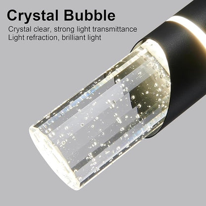 Pendant Lights Kitchen Island Dimmable LED Kitchen Lighting Matte Black Hanging Light fixtures Bubble Crystal Mini Pendant Light, Modern Pendant Ligh(3 Pack)