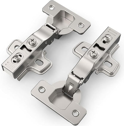 Chibery 2 Pack Full Overlay Soft Close Concealed Frameless Cabinet Hinges, Satin Nickel, 105°, Stop at Will 45-105 Degree, Self Closing, 3D Adjustment, Clip On, Stainless Steel for Cupboard Kitchen