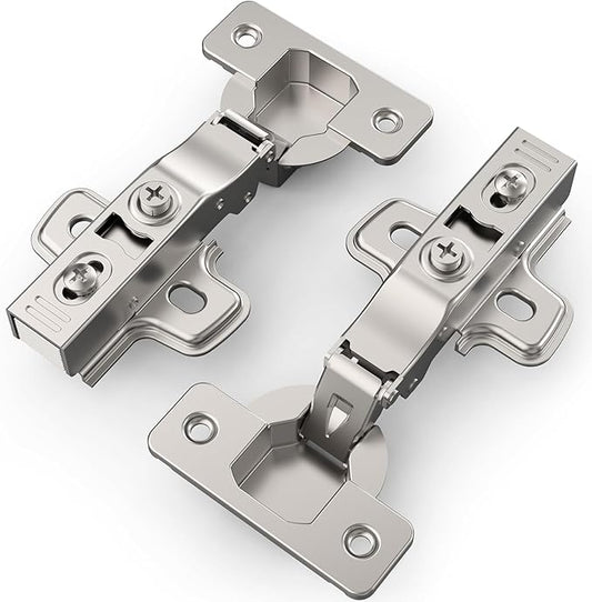 Chibery 30 Pack Full Overlay Soft Close Concealed Frameless Cabinet Hinges, Satin Nickel, 105°, Stop at Will 45-105 Degree, Self Closing, 3D Adjustment, Clip On, Stainless Steel for Cupboard Kitchen