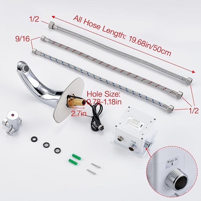 Charmingwater Touchless Bathroom Sink Faucet, Sensor Bathroom Faucet with Hole Cover, Automatic Water Shutoff, Chrome