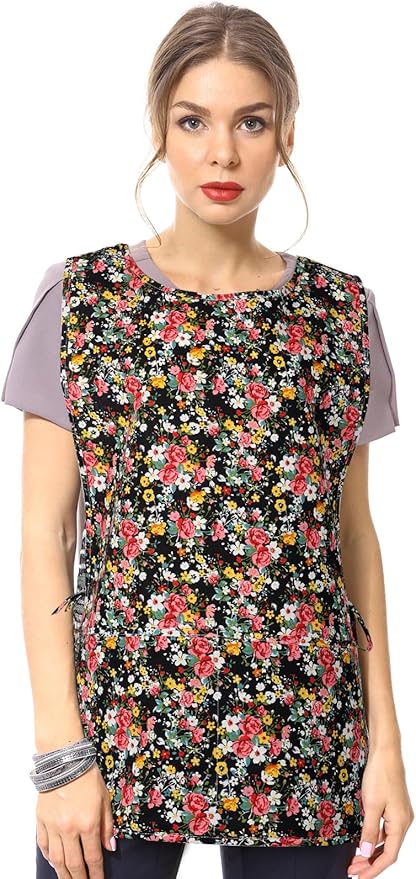 Women Cobbler Apron with 2 Pockets, Vintage Floral Aprons for Women Chef Apron for Baking, Cooking, Gardening