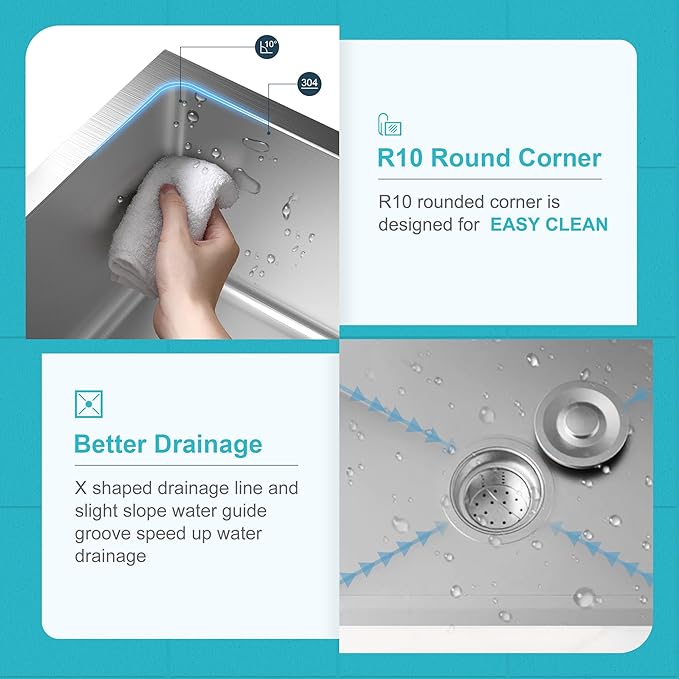 22" x 18" Drop in Kitchen Sink 304 Stainless Steel Single Bowl Topmount Kitchen Sink with Drain Kit and Bottom Grid, Brushed