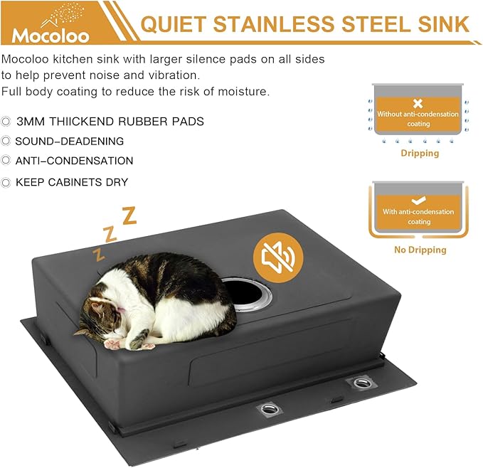 33 Inch Drop In Kitchen Sink - Mocoloo 33 x 19 Inch Stainless Steel Kitchen Sinks Topmount 16 Gauge Single Bowl Above Counter Handmade, 33''x19''x10'' Kitchen Sink Drop In with Offset Drainer