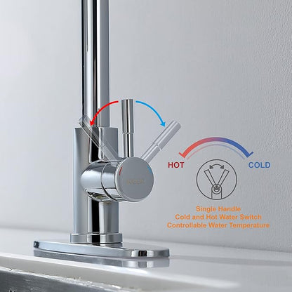 Keer Polished Chrome Single Handle Pull Down Kitchen Faucet with Soap Dispenser, 3 Modes Sprayer, Easy Assembly, Single Handle High Arc Stainless Steel Faucet