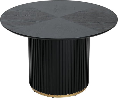47" Max Legroom Pedestal Island Table, Rustic Dining Table with High-Grade Wood Grain, Farmhouse Dining Table for 4-5 Seats & Casual Meals, Black