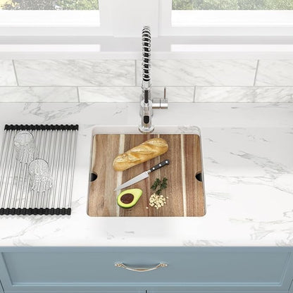 Sarlai 18 White Kitchen Sink Granite Composite - 18 x 18 inch Bar Prep Workstation Sink White Granite Composite Quartz Undermount Single Bowl Rectangular RV Camper Sinks Basin