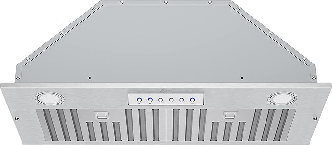 Awoco 11-3/4"D Built-in/Insert Stainless Steel Range Hood, 4-Speed, 600 CFM, LED Lights, Baffle Filters for Wood Hood (36"W 12"D Baffle Filters)