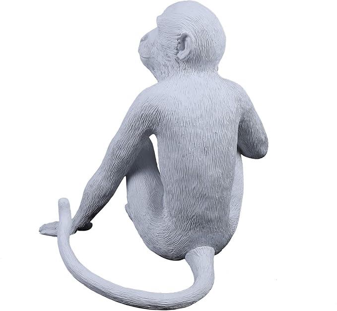 Vintage Monkey Table Lamp, 13.3 x 12.5 Inch Retro Resin Monkey Tabletop Light E26 Desk Lamp for Dining Living Room Bedroom Bar Cafe (White - Table Lamp)